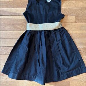 Crewcuts Black Dress with Gold Ribbon Belt
